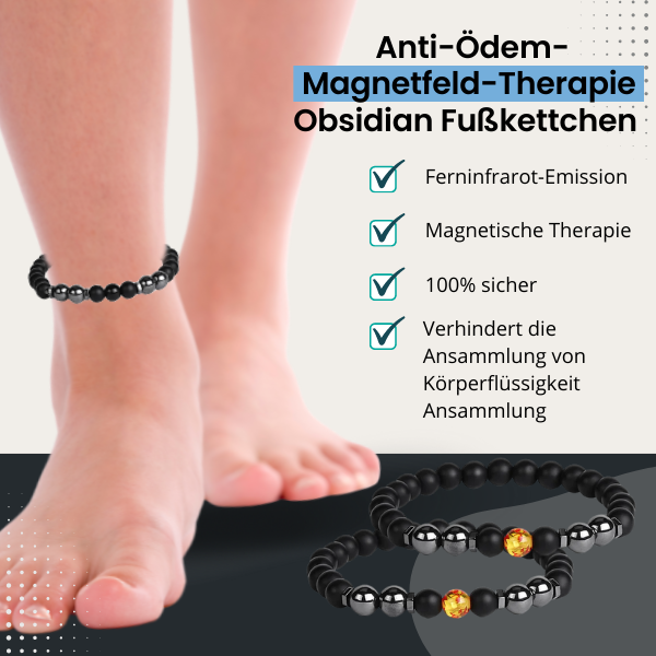 Anti-Ödeme MagneticTherapy Obsidian Fußkettchen